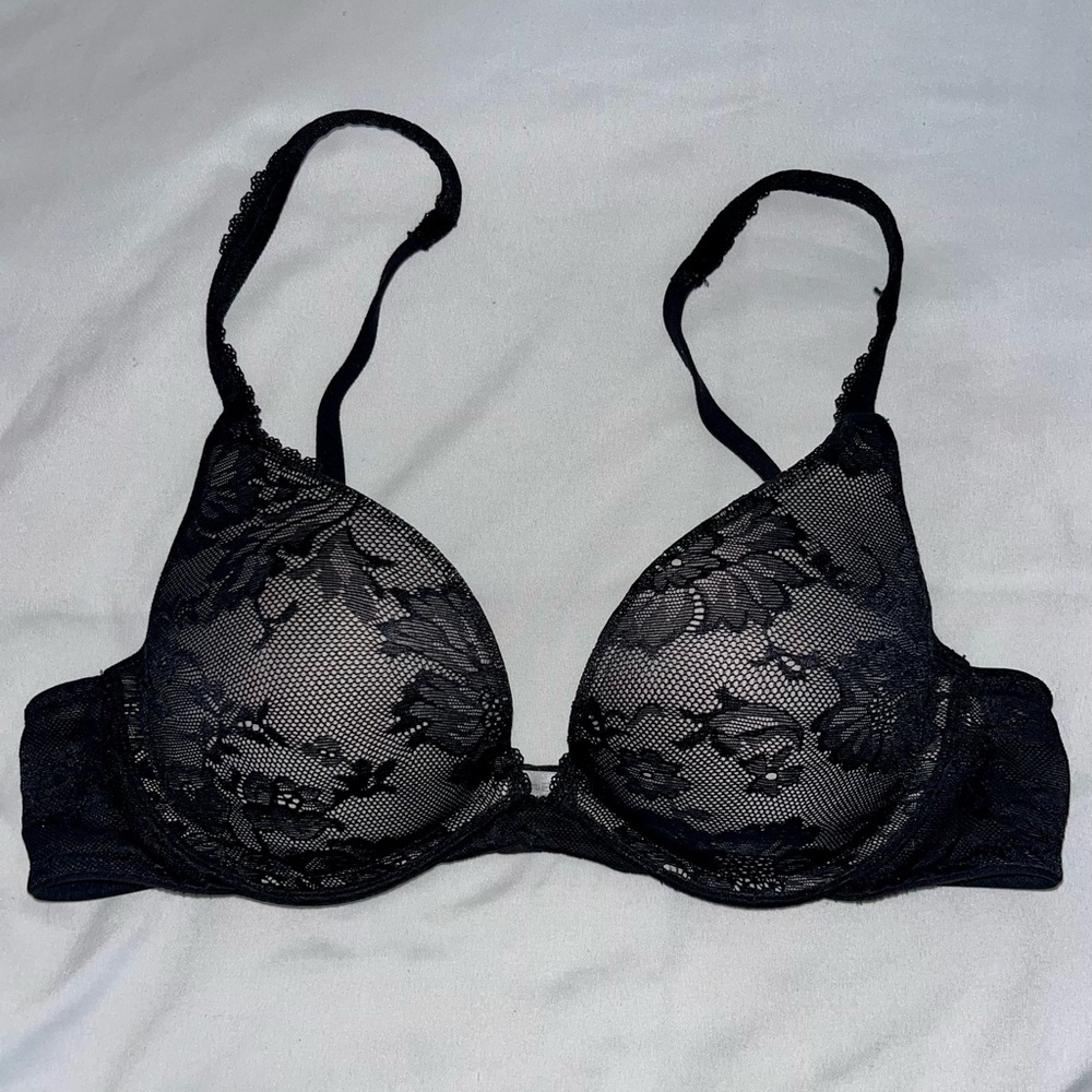 Victoria's Secret Black Floral Lace Bra